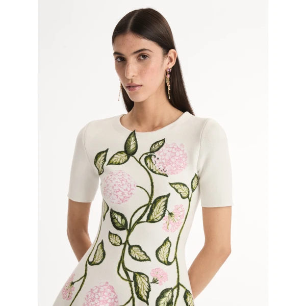 Oscar de la Renta Porcelain Flower Jacquard Dress - Oscar de la Renta Dresses - American Couture - Shop at Luxury Shoes 
