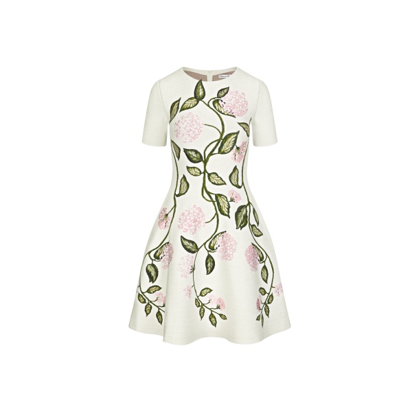 Oscar de la Renta Porcelain Flower Jacquard Dress - Oscar de la Renta Dresses - American Couture - Shop at Luxury Shoes 