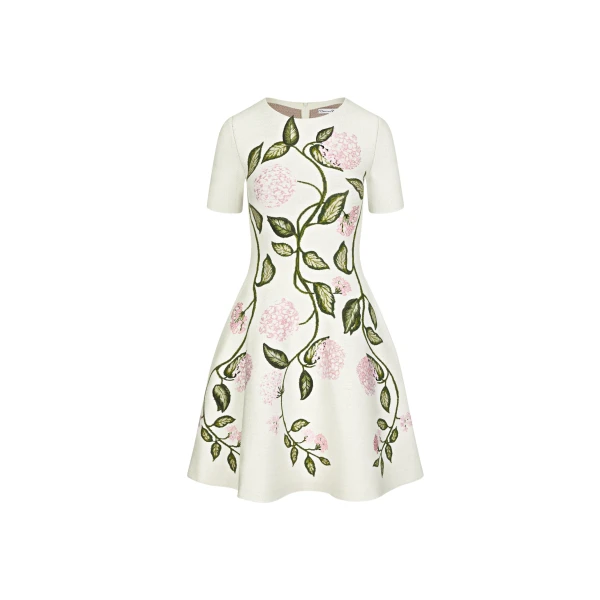 Oscar de la Renta Porcelain Flower Jacquard Dress - Oscar de la Renta Dresses - American Couture - Shop at Luxury Shoes 