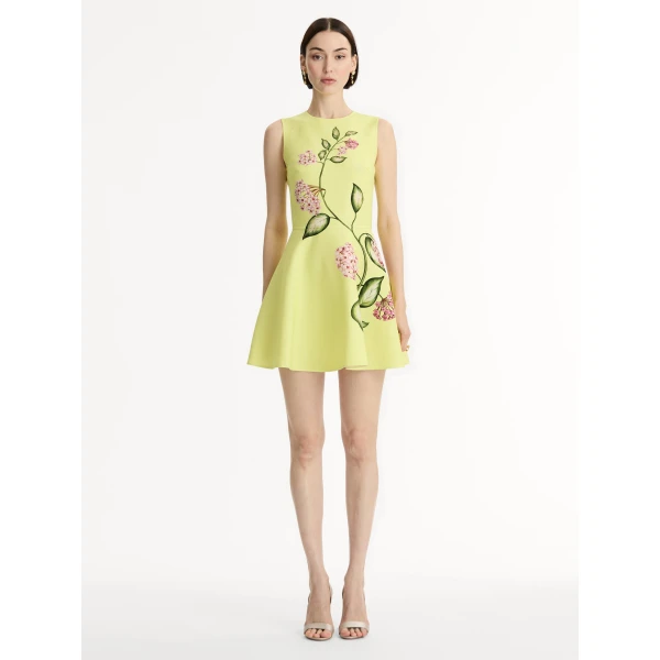 Oscar de la Renta Porcelain Flower Mini Dress - Oscar de la Renta Dresses - American Couture - Shop at Luxury Shoes 