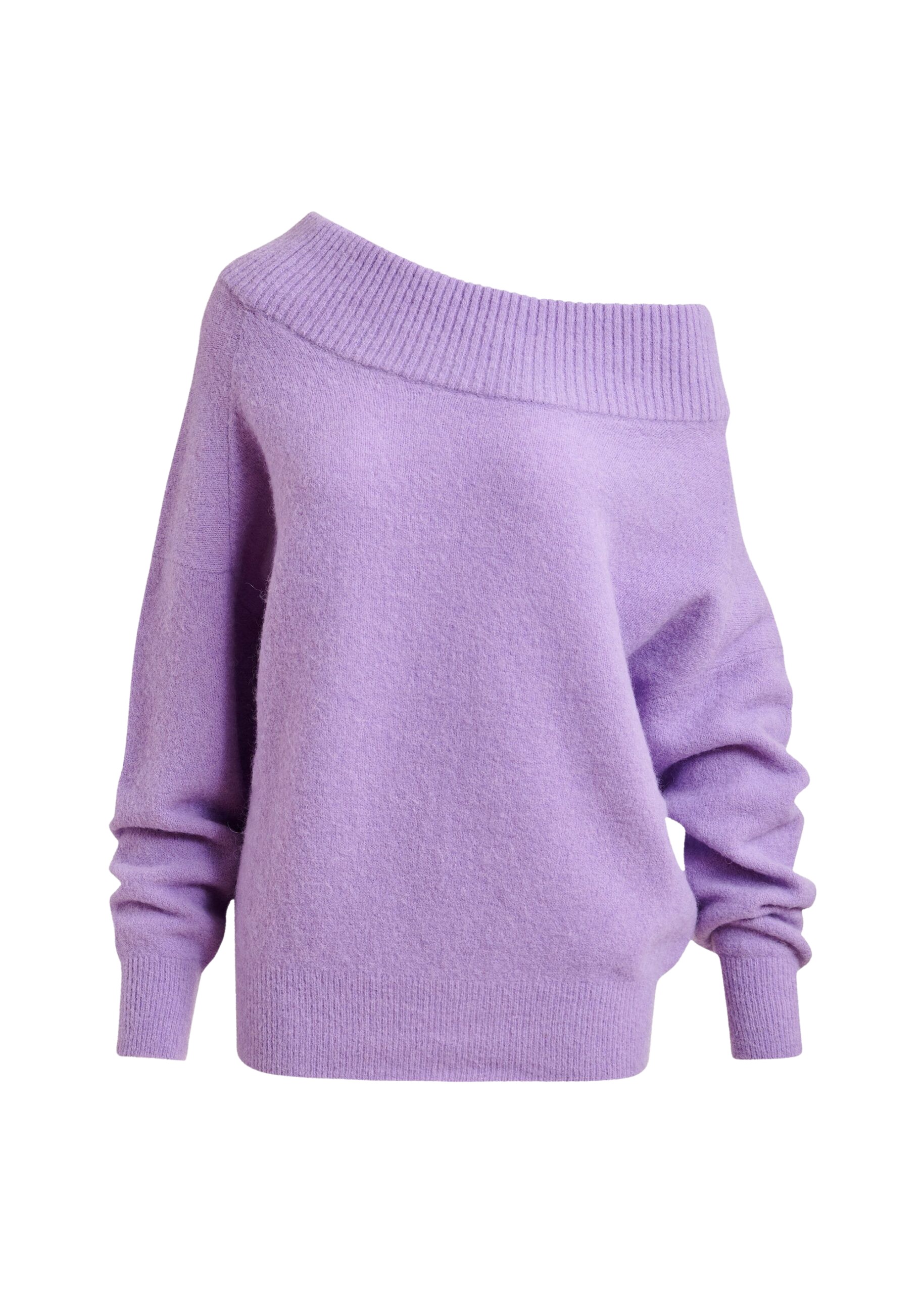 Essentiel Antwerp Purple alpaca wool-blend off-shoulder knit sweater