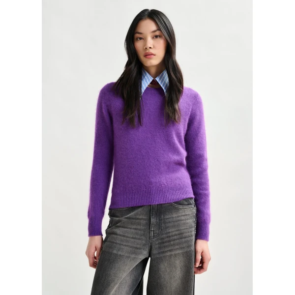Essentiel Antwerp Purple angora blend knit - Essentiel Antwerp Knitwear - Colorful Belgian Design - Shop at Luxury Shoes 