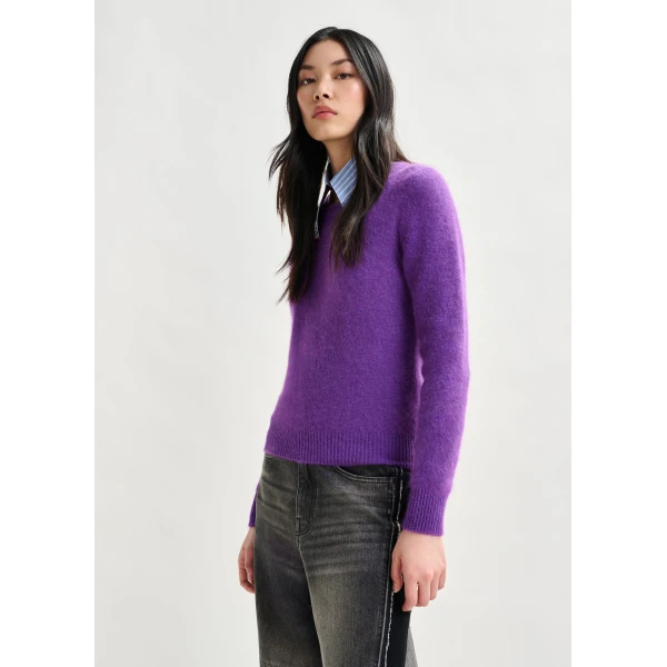 Essentiel Antwerp Purple angora blend knit - Essentiel Antwerp Knitwear - Colorful Belgian Design - Shop at Luxury Shoes 