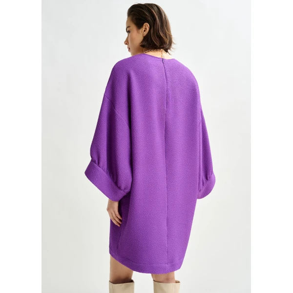 Essentiel Antwerp Purple mini dress with wide sleeves - Essentiel Antwerp Dresses - Colorful Belgian Design - Shop at Luxury Shoes 