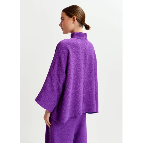 Essentiel Antwerp Purple oversized top with stand-up collar, view 4