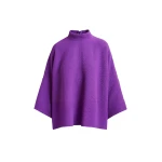 Essentiel Antwerp Purple oversized top with stand-up collar - Essentiel Antwerp Tops - Colorful Belgian Design - Shop at Luxury Shoes 