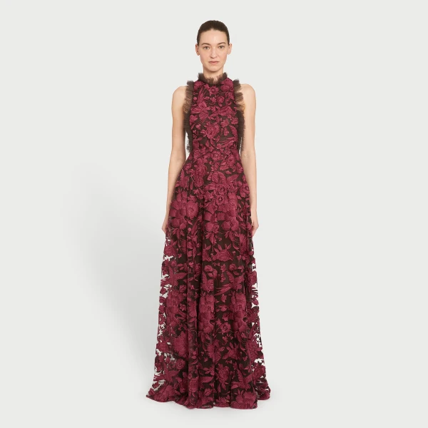 Giambattista Valli Raspberry Chimera Shawl Long Dress - Giambattista Valli Dresses - Romantic Couture - Shop at Luxury Shoes 