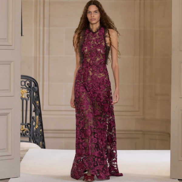 Giambattista Valli Raspberry Chimera Shawl Long Dress - Giambattista Valli Dresses - Romantic Couture - Shop at Luxury Shoes 
