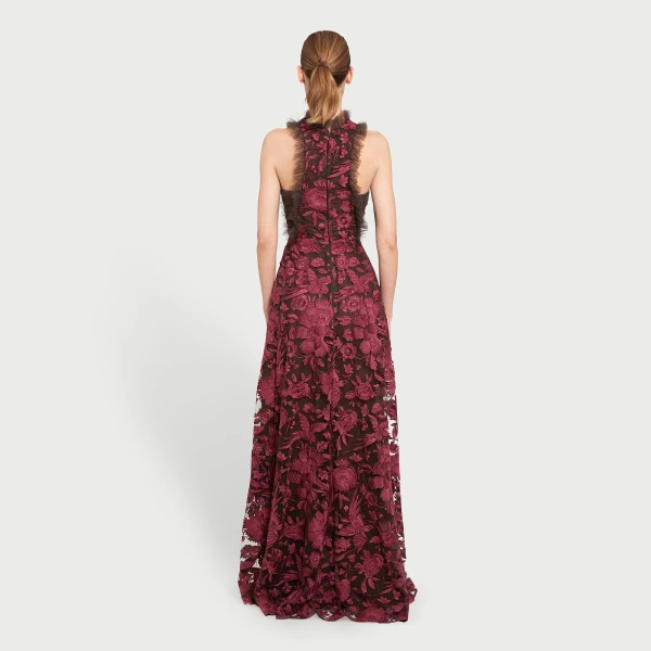 Giambattista Valli Raspberry Chimera Shawl Long Dress - Giambattista Valli Dresses - Romantic Couture - Shop at Luxury Shoes 
