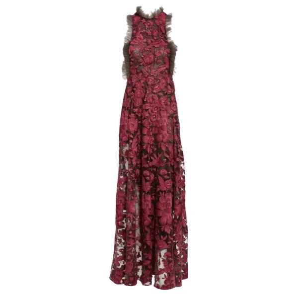 Giambattista Valli Raspberry Chimera Shawl Long Dress - Giambattista Valli Dresses - Romantic Couture - Shop at Luxury Shoes 