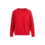 Essentiel Antwerp Red and orange knitted sweater with fitted waist - Essentiel Antwerp Knitwear - Colorful Belgian Design - Shop at Luxury Shoes 