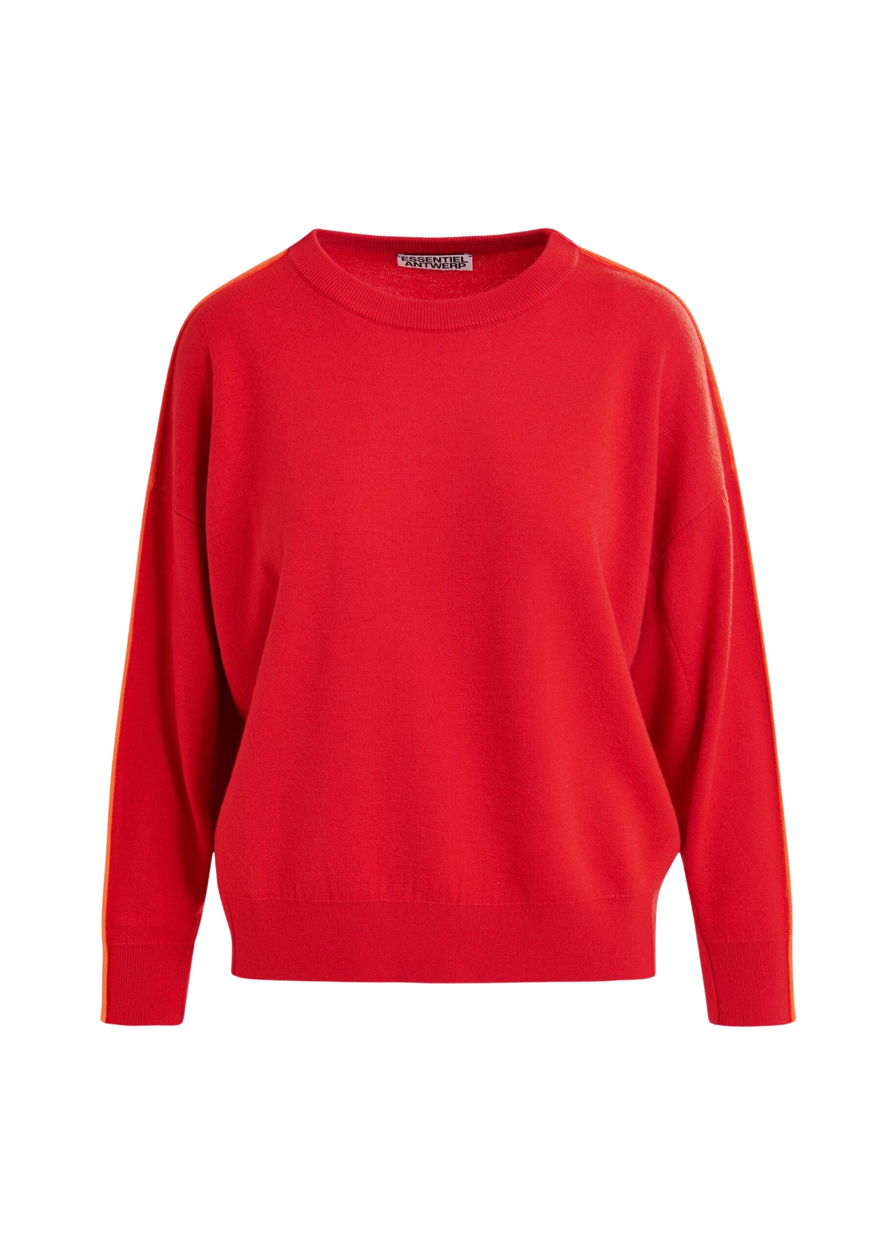 Essentiel Antwerp Red and orange knitted sweater with fitted waist