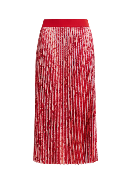 Essentiel Antwerp Red and orange snakeprint pleated skirt - Essentiel Antwerp Skirts - Colorful Belgian Design - Shop at Luxury Shoes 