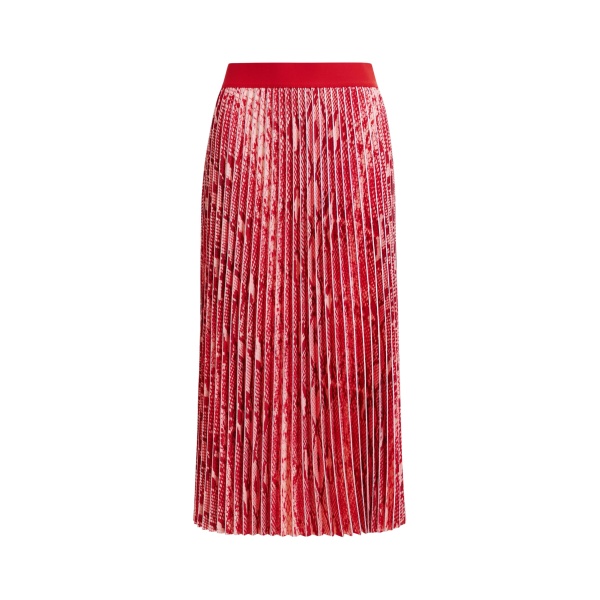 Essentiel Antwerp Red and orange snakeprint pleated skirt - Essentiel Antwerp Skirts - Colorful Belgian Design - Shop at Luxury Shoes 
