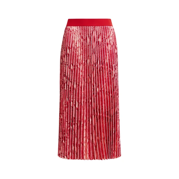 Essentiel Antwerp Red and orange snakeprint pleated skirt - Essentiel Antwerp Skirts - Colorful Belgian Design - Shop at Luxury Shoes 