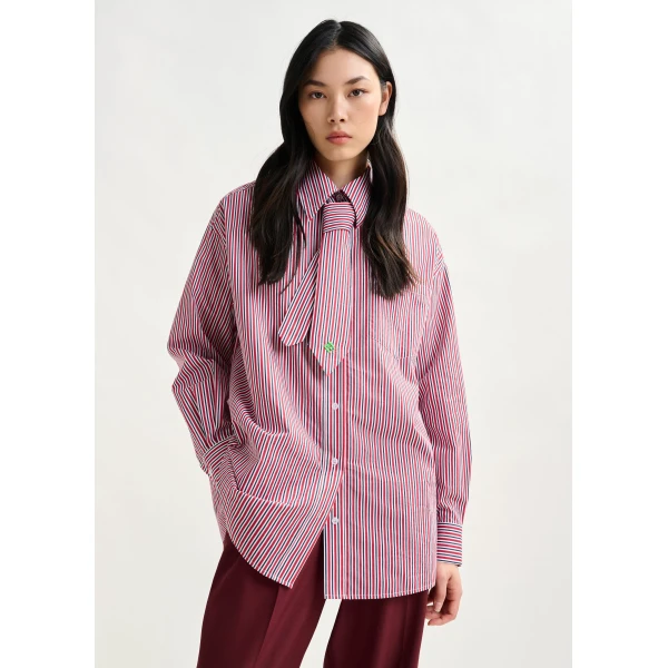 blue and white striped shirt with removable tie - Essentiel Antwerp Shirts - Colorful Belgian Design - Shop at Luxury Shoes 
