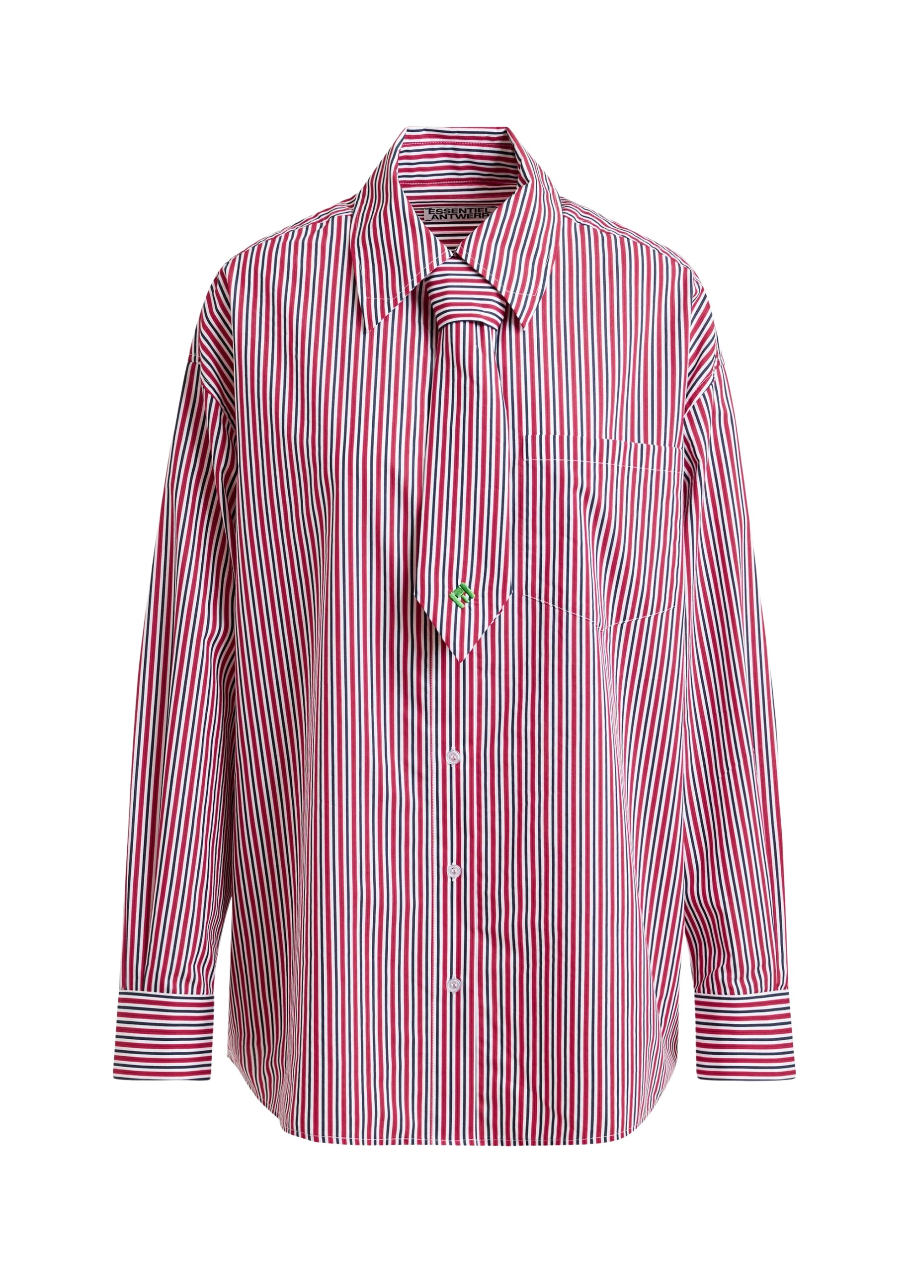 Essentiel Antwerp Red, blue and white striped shirt with removable tie