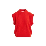 Essentiel Antwerp Red cable-knit sleeveless wool-blend sweater - Essentiel Antwerp Knitwear - Colorful Belgian Design - Shop at Luxury Shoes 