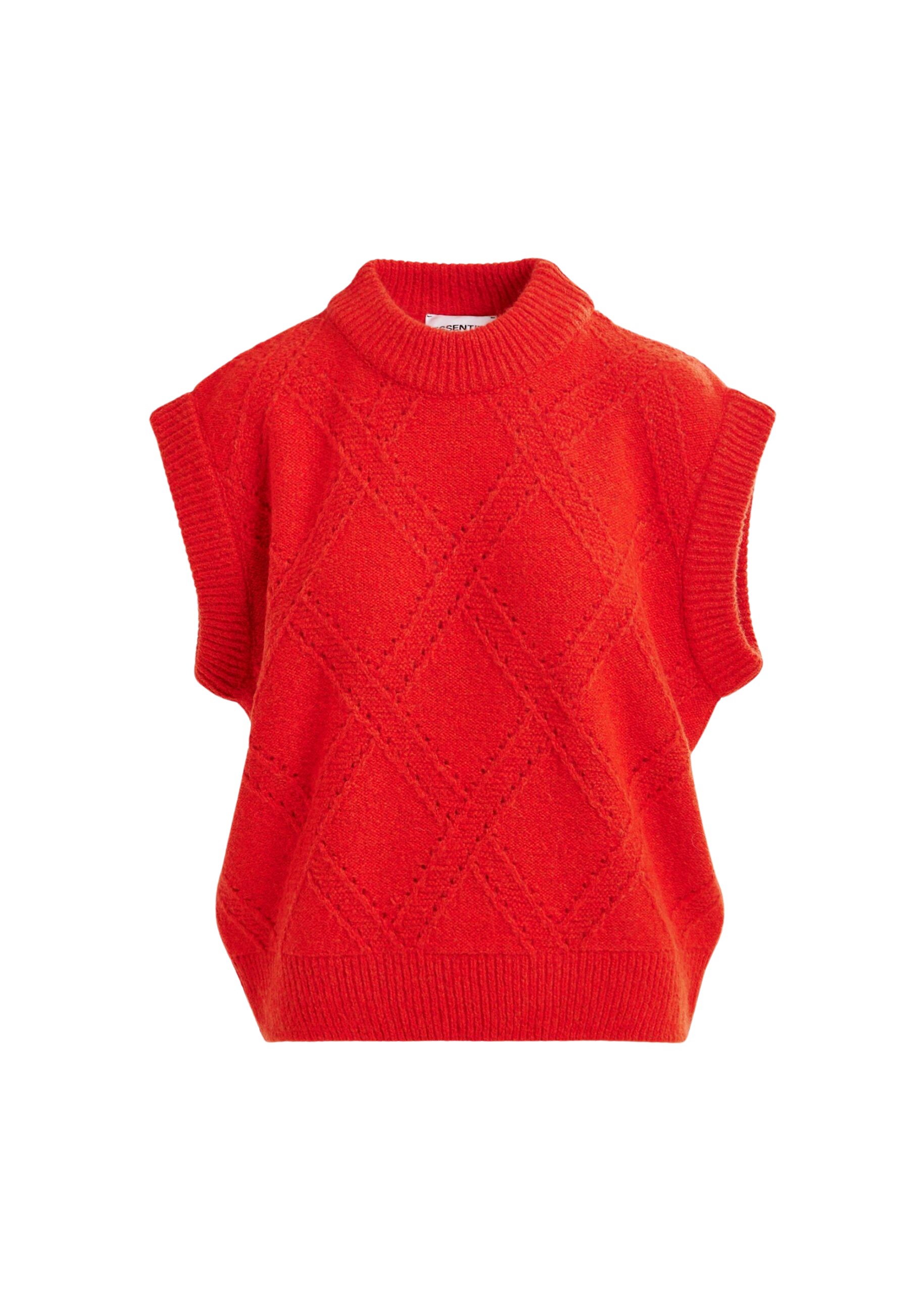 Essentiel Antwerp Red cable-knit sleeveless wool-blend sweater