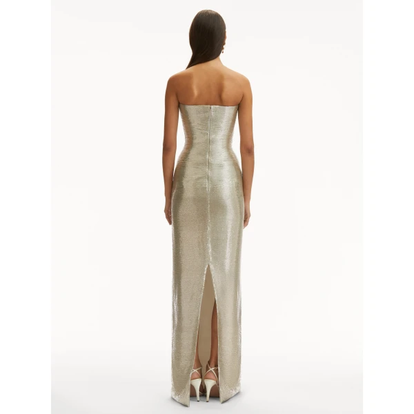 Oscar de la Renta Rosette Bugle Bead Column Gown - Oscar de la Renta Dresses - American Couture - Shop at Luxury Shoes 