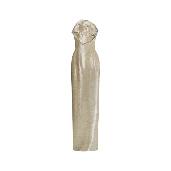 Oscar de la Renta Rosette Bugle Bead Column Gown - Oscar de la Renta Dresses - American Couture - Shop at Luxury Shoes 
