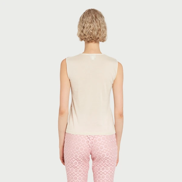 Giambattista Valli Ruby Pansies Cashmere Tank Top - Giambattista Valli Tops - Romantic Couture - Shop at Luxury Shoes 