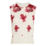 Giambattista Valli Ruby Pansies Cashmere Tank Top - Giambattista Valli Tops - Romantic Couture - Shop at Luxury Shoes 
