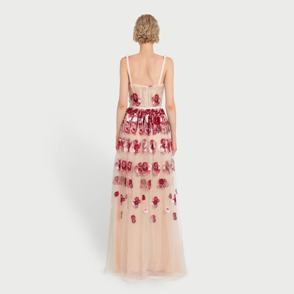 Giambattista Valli Ruby Pansies Embroidered Tulle Dress - Giambattista Valli Dresses - Romantic Couture - Shop at Luxury Shoes 