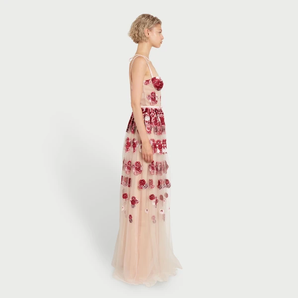 Giambattista Valli Ruby Pansies Embroidered Tulle Dress - Giambattista Valli Dresses - Romantic Couture - Shop at Luxury Shoes 
