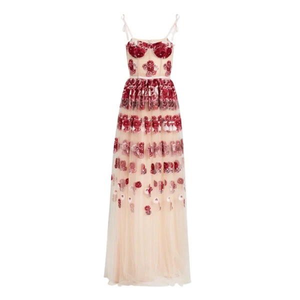 Giambattista Valli Ruby Pansies Embroidered Tulle Dress - Giambattista Valli Dresses - Romantic Couture - Shop at Luxury Shoes 