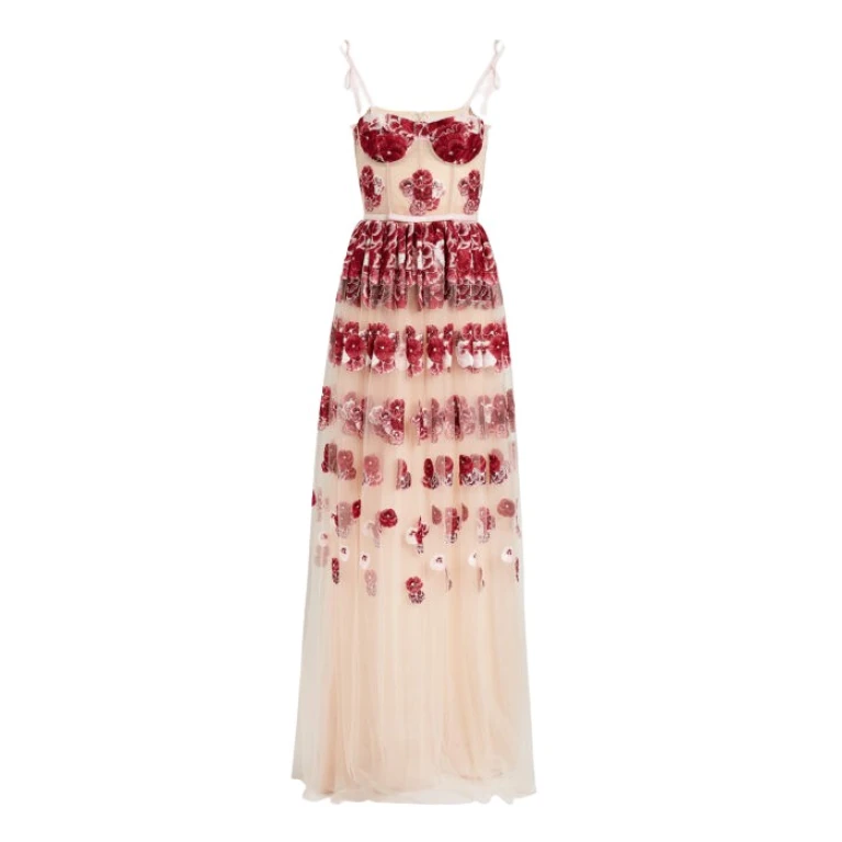 Giambattista Valli Ruby Pansies Embroidered Tulle Dress - Giambattista Valli Dresses - Romantic Couture - Shop at Luxury Shoes 