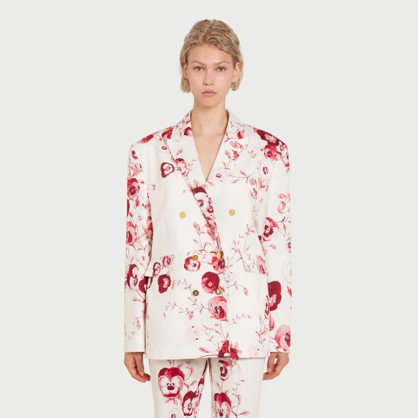 Giambattista Valli Ruby Pansies Ivory Jacket - Giambattista Valli Jackets - Romantic Couture - Shop at Luxury Shoes 