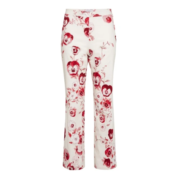 Giambattista Valli Ruby Pansies Ivory Straight-Leg Pants - Giambattista Valli Pants - Romantic Couture - Shop at Luxury Shoes 