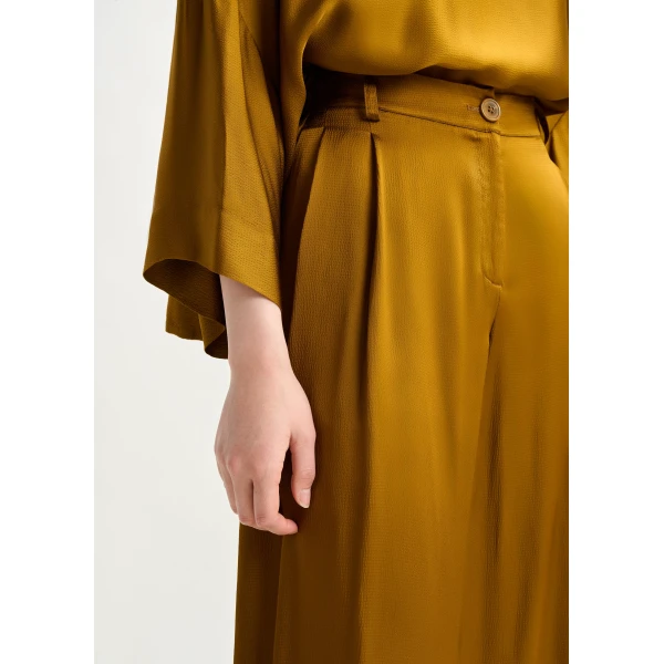 Essentiel Antwerp Rust wide-leg satin pants - Essentiel Antwerp Pants - Colorful Belgian Design - Shop at Luxury Shoes 