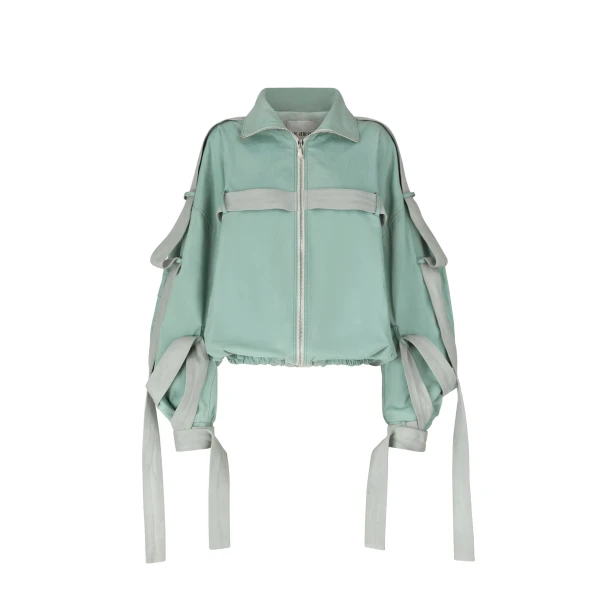 The Attico Sage Green Bomber - The Attico Jackets - Designed by Gilda Ambrosio & Giorgia Tordini - Shop at Luxury Shoes 