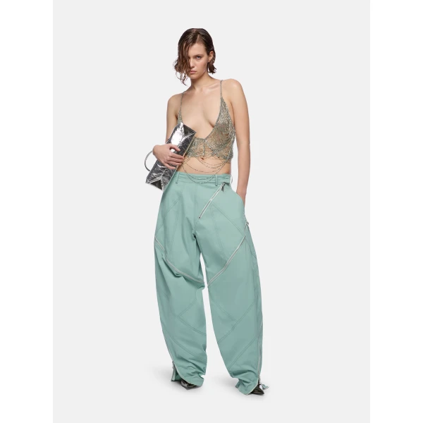 The Attico Sage Green Long Pant - The Attico Pants - Designed by Gilda Ambrosio & Giorgia Tordini - Shop at Luxury Shoes 