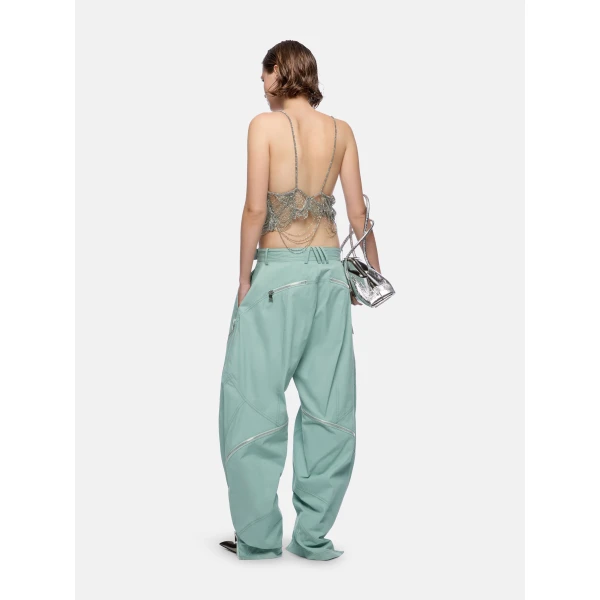The Attico Sage Green Long Pant - The Attico Pants - Designed by Gilda Ambrosio & Giorgia Tordini - Shop at Luxury Shoes 