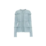 Oscar de la Renta Scallop Trim Cardigan - Oscar de la Renta Knitwear - American Couture - Shop at Luxury Shoes 