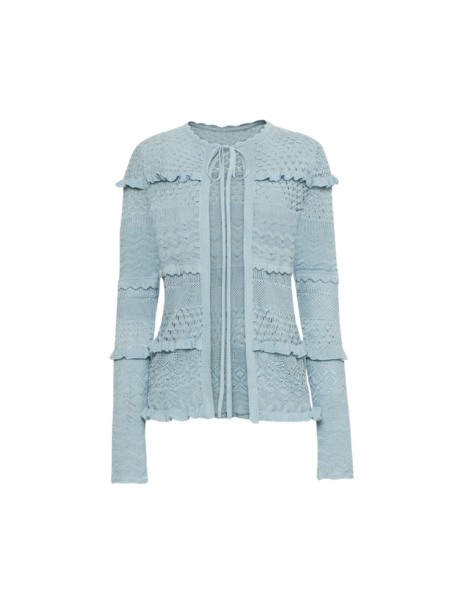 Oscar de la Renta Scallop Trim Cardigan - Oscar de la Renta Knitwear - American Couture - Shop at Luxury Shoes 