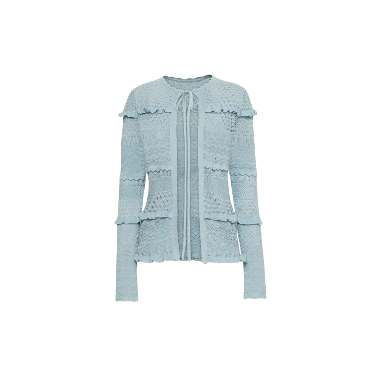 Oscar de la Renta Scallop Trim Cardigan - Oscar de la Renta Knitwear - American Couture - Shop at Luxury Shoes 