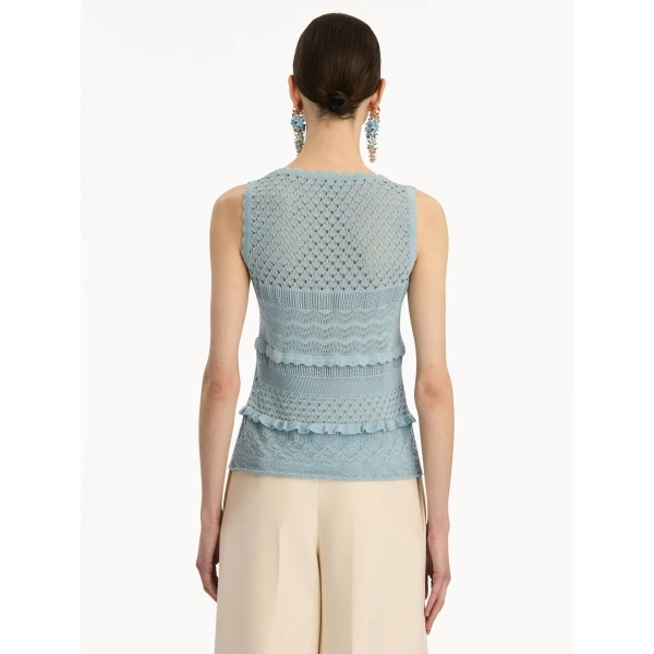 Oscar de la Renta Scallop Trim Tank - Oscar de la Renta Tops - American Couture - Shop at Luxury Shoes 