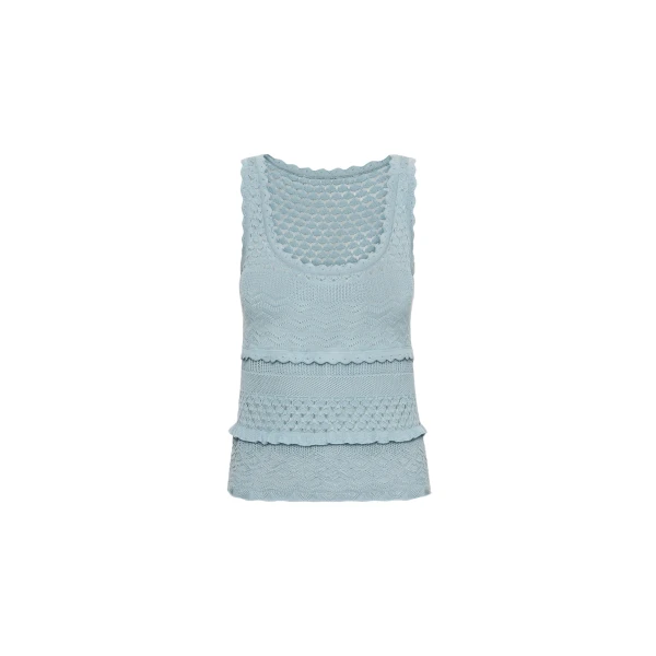 Oscar de la Renta Scallop Trim Tank - Oscar de la Renta Tops - American Couture - Shop at Luxury Shoes 