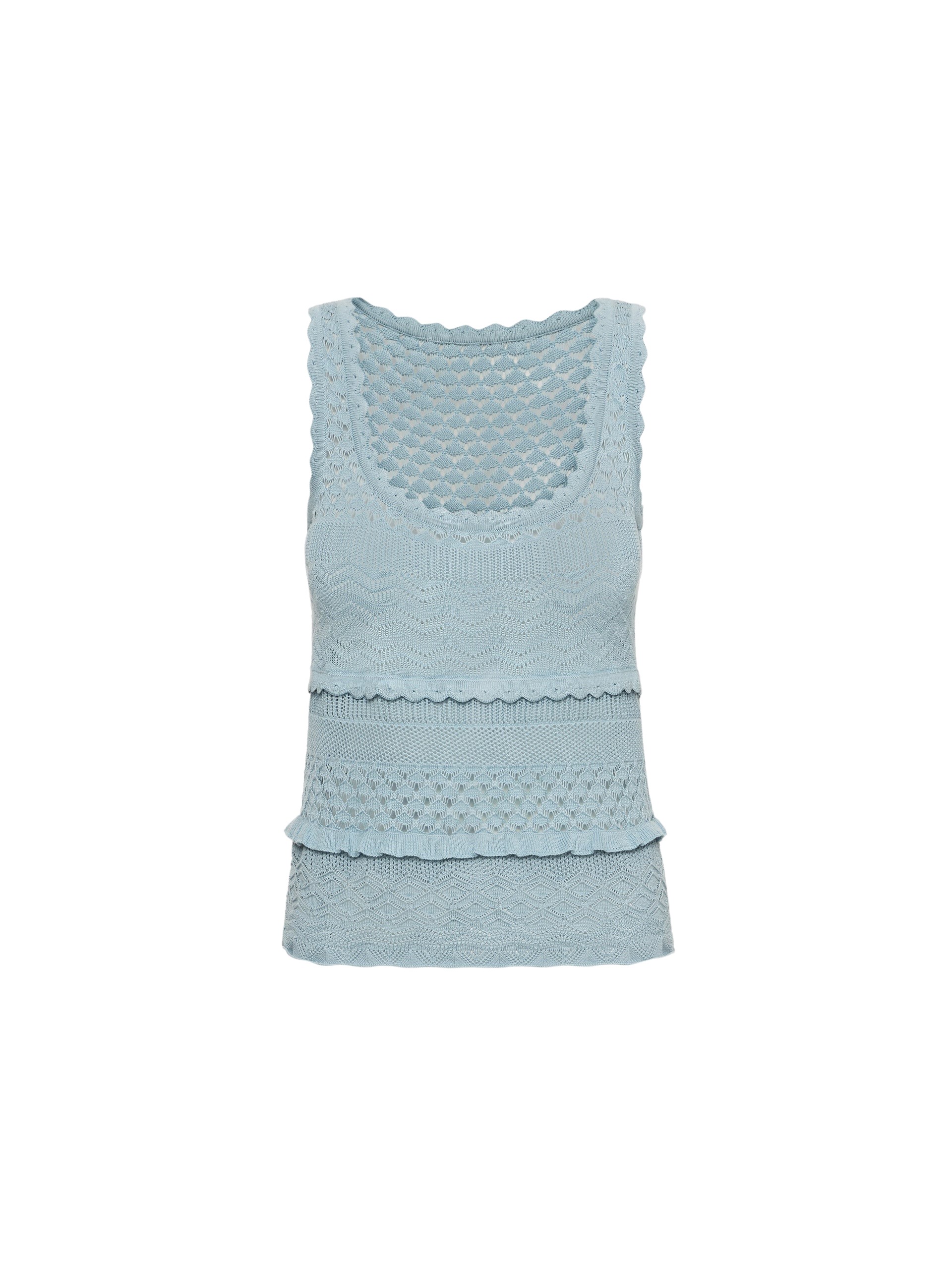 Oscar de la Renta Scallop Trim Tank Top