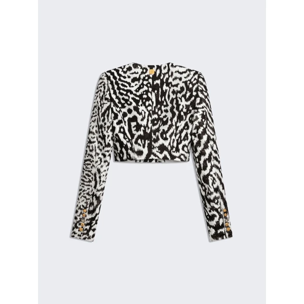 Schiaparelli Animal Print Collarless Short Jacket Jackets in Schiaparelli Authentic Luxury Fashion at Luxury Shoes 