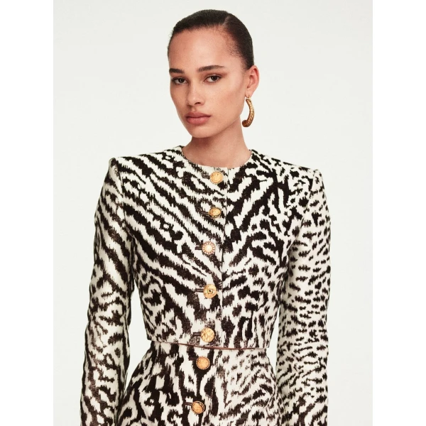 Schiaparelli Animal Print Collarless Short Jacket Jackets in Schiaparelli Authentic Luxury Fashion at Luxury Shoes 