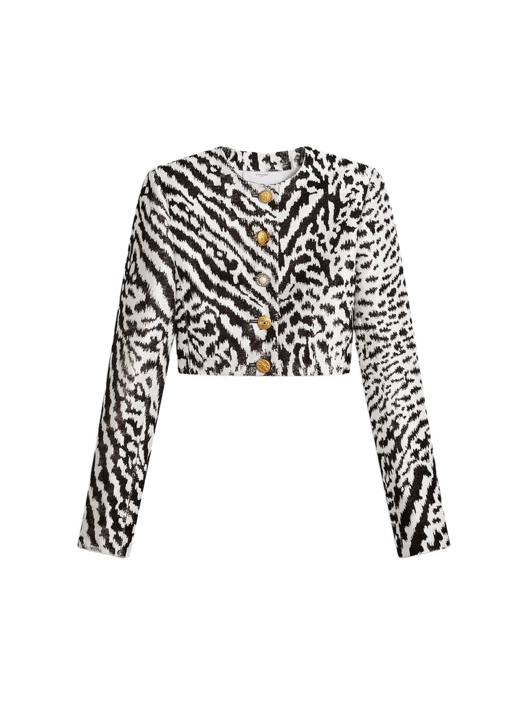 Schiaparelli Animal Print Collarless Short Jacket Jackets in Schiaparelli Authentic Luxury Fashion at Luxury Shoes 