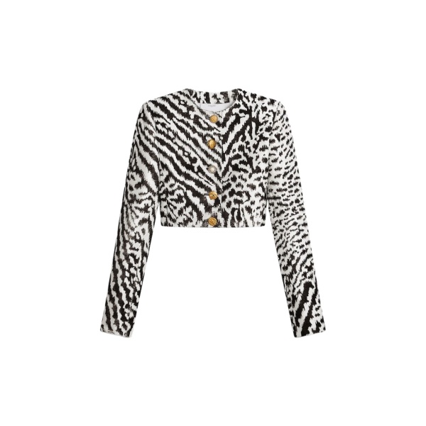 Schiaparelli Animal Print Collarless Short Jacket Jackets in Schiaparelli Authentic Luxury Fashion at Luxury Shoes 