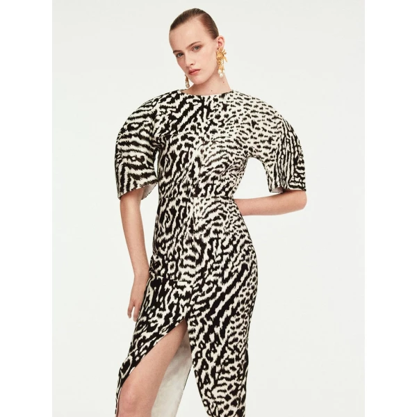 Schiaparelli Animal Print Midi Dress Dresses in Schiaparelli Authentic Luxury Fashion at Luxury Shoes 