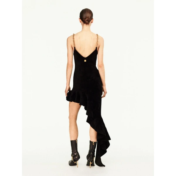 Schiaparelli Asymmetrical Velvet-Effect Knitted Dress Dresses in Schiaparelli Authentic Luxury Fashion at Luxury Shoes 