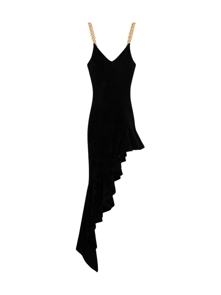 Schiaparelli Asymmetrical Velvet-Effect Knitted Dress Dresses in Schiaparelli Authentic Luxury Fashion at Luxury Shoes 